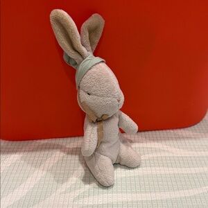 Adorable Gray Bunny Plush with Green Hat